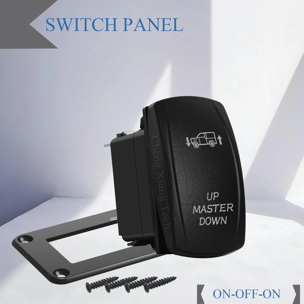 Waterproof 12V/24V 7-Pin DPDT Reverse Polarity Rocker Switch Blue LED Latching/Momentary On-Off-On for DC Linear Actuators Motor
