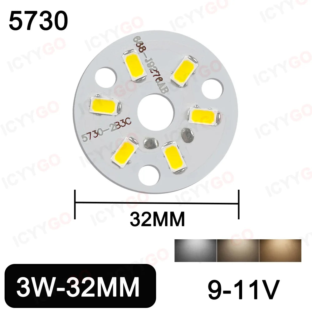 3W 5W LED PCB Board Soldering Wire Plug Wire 32MM 40MM 50MM Bulb Light Source 5730 SMD Light Board, DIY Aluminum PCB