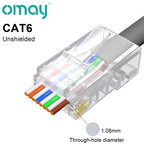 CAT6 CAT7 CAT5E RJ45 Connectors Pass Through Modular Plug Network UTP 3/50μ Gold-Plated 8P8C Crimp End for Ethernet Cable