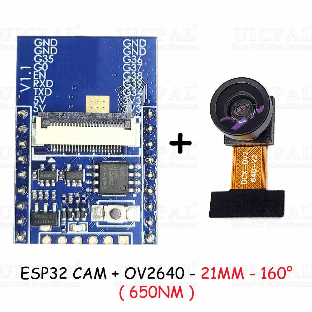 ESP32-CAM with OV2640 Camera Module Kit 66 120 160 Degrees 650nm 850nm Night Vision DVP 24Pin 2MP 2.4GHz WiFi Camera 4MB FLASH