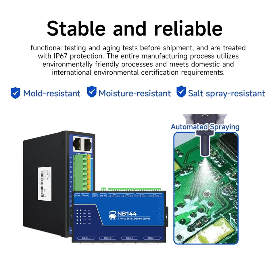4 Channel Serial Server RS485 RS232 RS422 to Ethernet CDSENET NB144-V2 Series TCP UDP MQTT HTTP Modbus Storage Gateway Watchdog