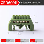 Bridge type guide rail type zero line busbar green flame-retardant terminal block 6 * 9 distribution box zero ground busbar conn