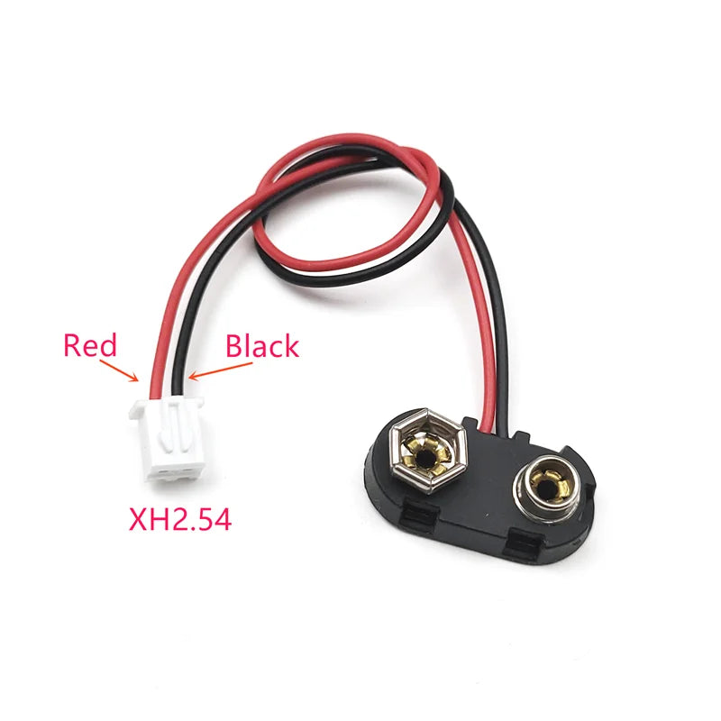 5Pcs 9V Battery Clip to XH2.54 PH2.0 2Pin Terminal Wire 15cm DC Power Adapter Cable Red Black
