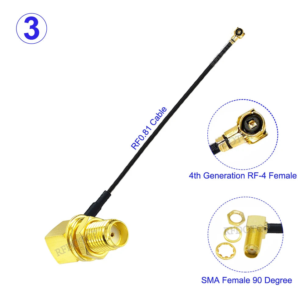 10Pcs/lot SMA to MHF4 RF0.81 Cable RP-SMA/SMA Male to IPX-4 MHF4 Female Connector WIFI Antenna Pigtail Jumper Extension RF Cable