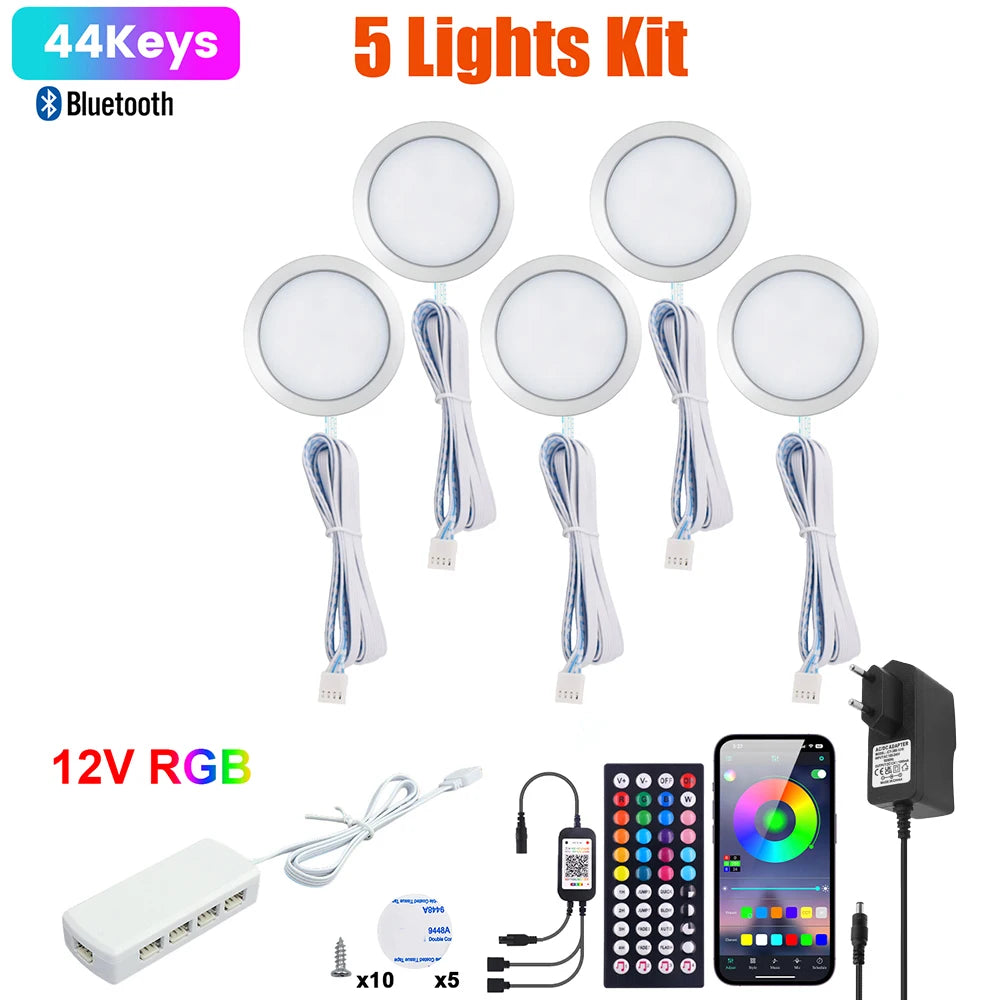 1 2 3 5 6 8 Lihgts RGB LED Cabinet Light 12V WiFi Bluetooth 24Key 44Key Remote Control Power Kit for Kitchen Wardrobe Lighting