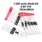 1.5KE18CA 1.5KE400CA 33A 36A 39A 18A TVS Diode 1.5KE series Diode kit 6.8A 12A 15A 20A 24A 27A 30A 51A 75A