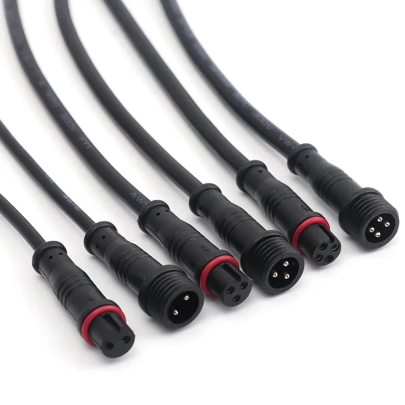 M12 IP67 Waterproof Cable Connector 2/3/4 Pin Male Female Plug with PVC Wire for Car Motorcycle LED Light Auto Accessories