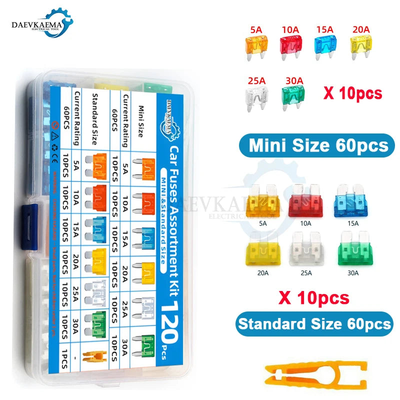 300/180/120pcs Car Blade Fuse Assortment Kit Auto Truck Automotive Medium Small Fuse Mixed Motorcycle Circuit Fuse With Box