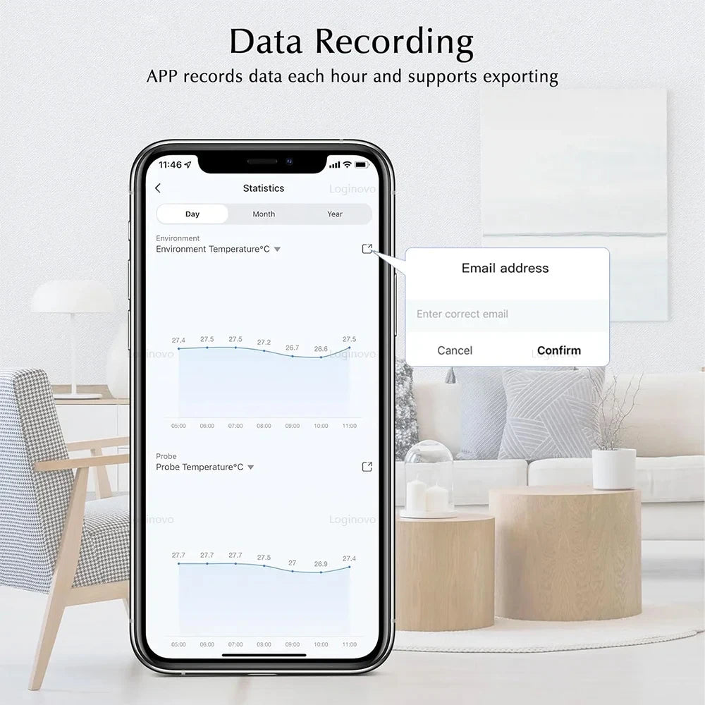 2026 New Tuya WiFi Humidity Temperature Sensor with External Probe Thermometer for Smart Home APP Monitoring for Refrigerator