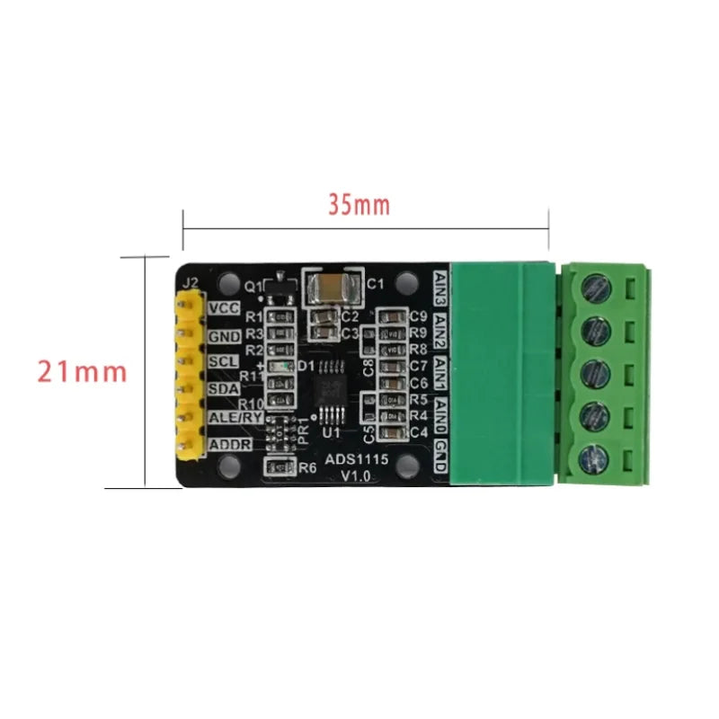 ADS1115 analog-to-digital converter - 4-channel high-precision 16-bit ADC data acquisition module - I2C communication