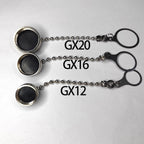 GX12 GX16 GX20 Aviation Circular Plug Socket Waterproof Dust Cable Connector Metal Leather Chain Protective Sleeve Cap