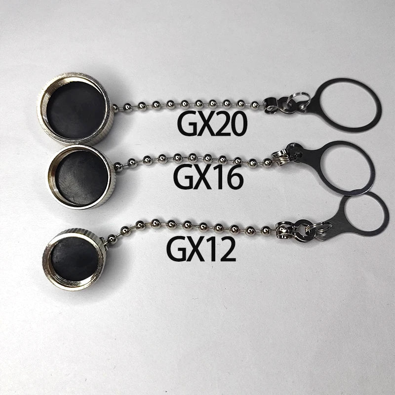 GX12 GX16 GX20 Aviation Circular Plug Socket Waterproof Dust Cable Connector Metal Leather Chain Protective Sleeve Cap