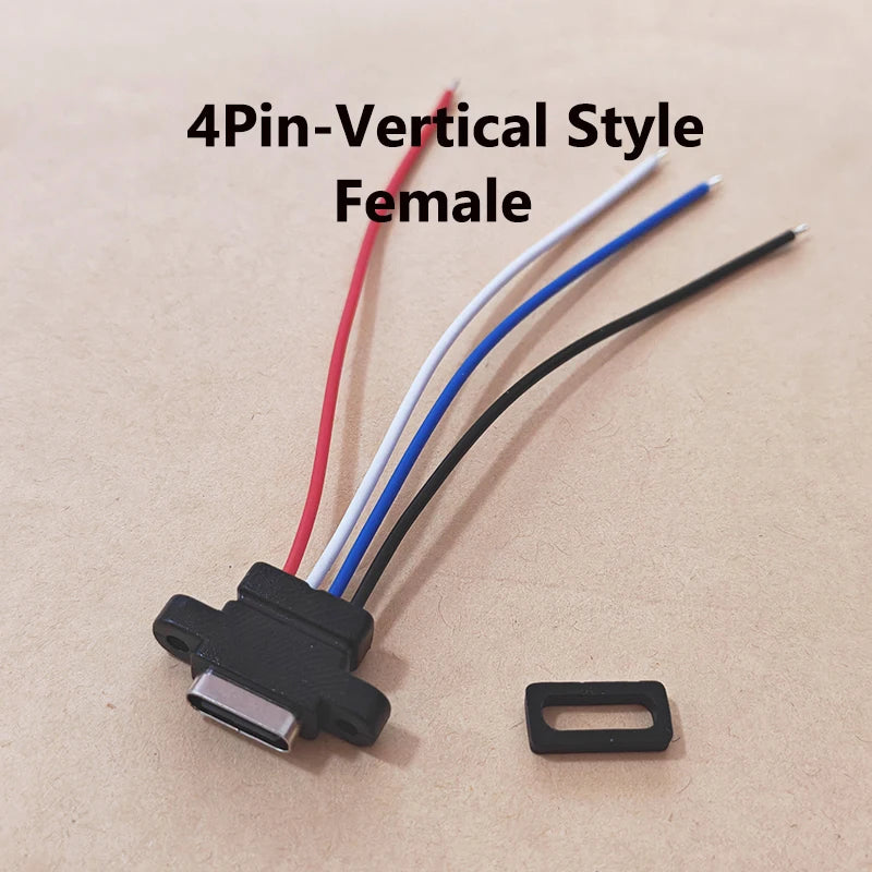 1/2/5PCS Type-C Male 2Pin Wired Connector Power Bank Dedicated 4Pin Waterproof Female Socket With Solder Wire For Electronics