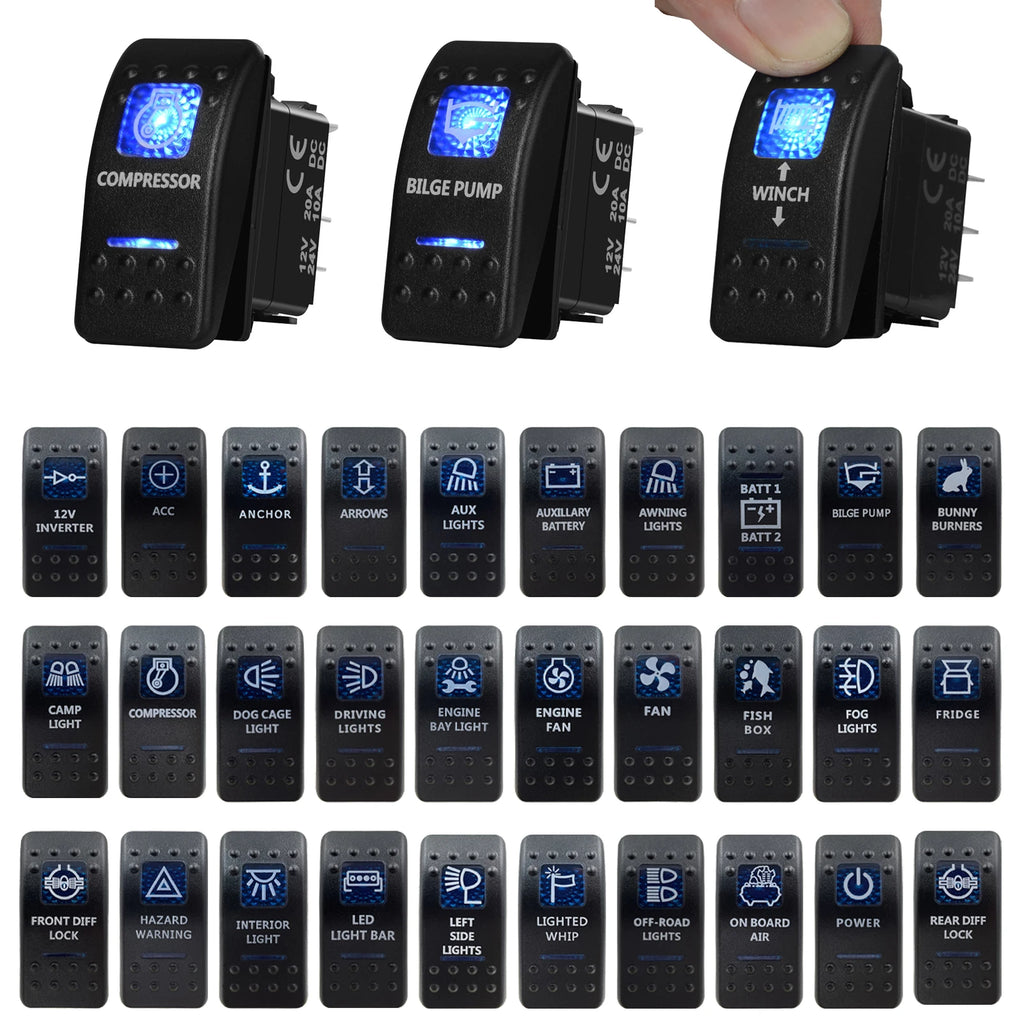 Blue Led Rocker Switch Button 5Pins&7Pins ON OFF ON For Car Marine Boat NARVA ARB Style interior Lights parts Camper Accessories