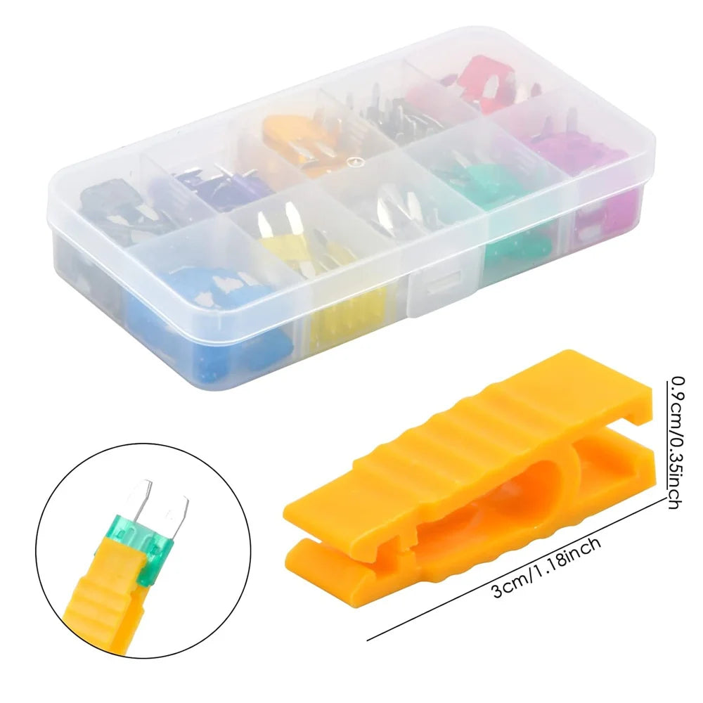 120 Pcs 2A 3A 5A 7.5A 10A 15A 20A 25A 30A 35A Mini Blade Fuse with Fuse Puller and Clear Storage Box for SUV Truck Boat