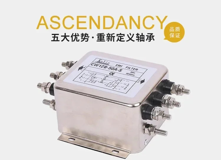 Three-phase Three/four-wire 380V AC Power Supply EMI Filter Servo Inverter Anti-interference CW12B-60A-S