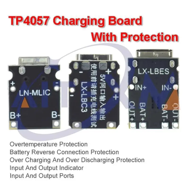 TP4057 1A lithium battery charging board module Polymer battery Type-C port with protection TP4056 upgrade version