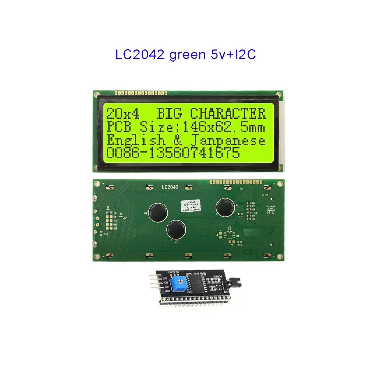 20x4 2004 Big Large Size Character  Lcd Display I2C IIC Blue White Green Size 146x62.5mm 5v LC2042 WH2004L AC204B  SBS02004A0