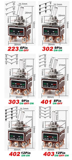 High Current Toggle Switch 2/3/4/6/8/9/12Pin Self Reset/Self-locking Switch Copper Pin 32A 250VAC Push Button Switch