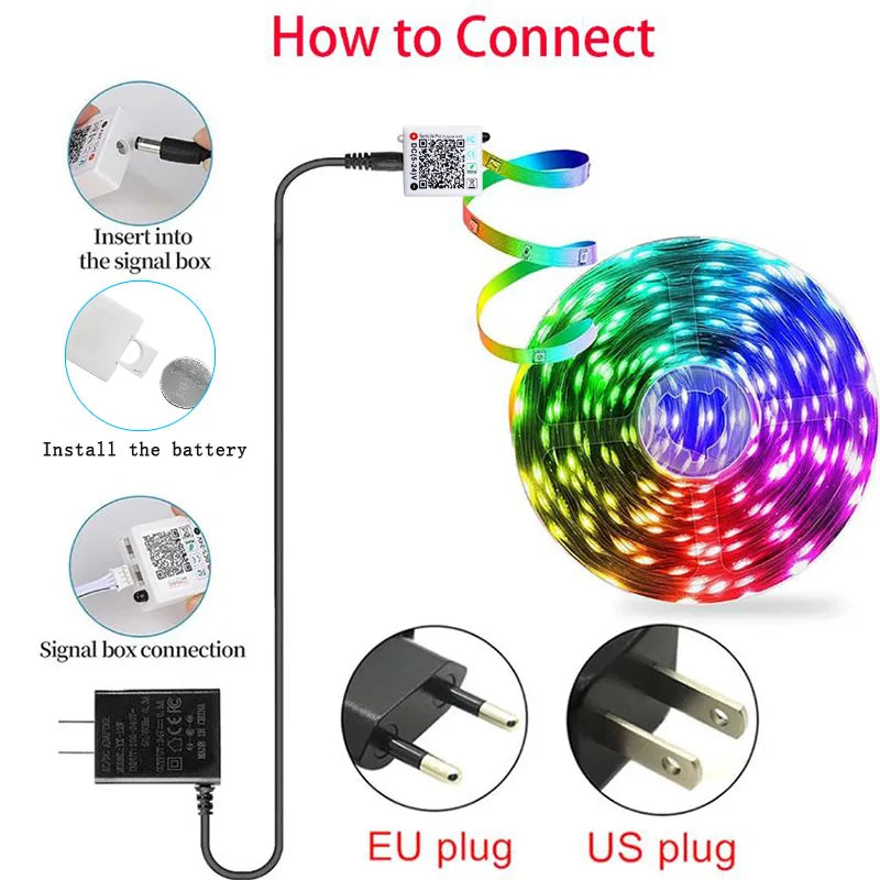 DC24V Led Strip Lights Music Sync 5050RGB Led Lights10m 20m 30m 40m Flexible Ribbon for Room Bedroom Decor TV Backlights