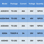 Original 10PCS TO-252 TSSOP-8 AOD2810 AOD4184A AOD4454 8205A AOD403 N/P-channel SMD Mosfet Transistor Integrated Circuit BJT