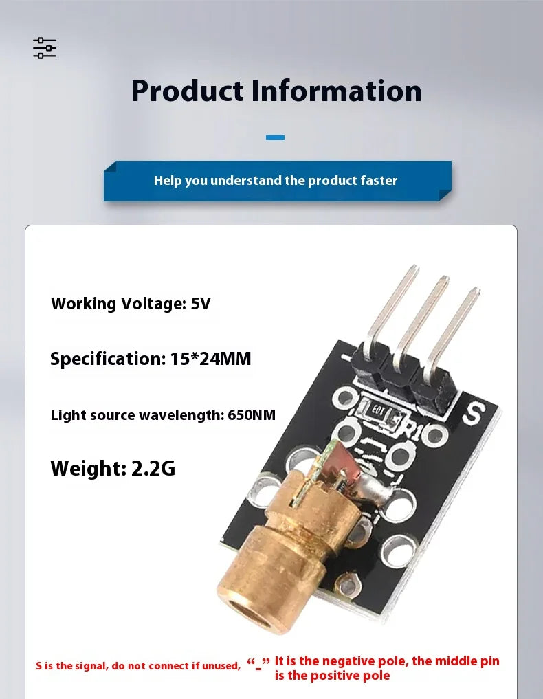 6mm Laser Head Sensor Module KY 008 with 5V Power Supply Dot Laser for DIY Projects motion sensor