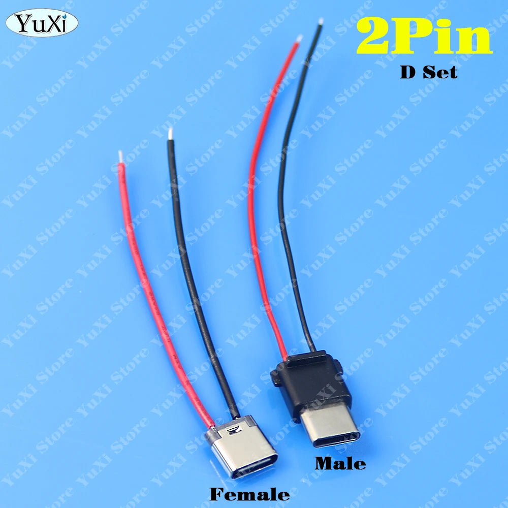 USB Type-C Waterproof Connector Male Female 2Pin Fast Charging Jack Port USB-C 4Pin Charger Plug Data Transmission Cable 3A 5V