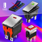 LANBOO High-End Quality Latching  Rocker Switch 20A 16Amp Current Push Button 2no2nc with LED 3-8V/9-24V/220V