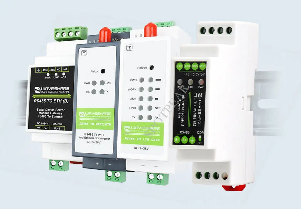 TTL to RS485 Converter, DIN-Rail Electrical Isolated Serial Module, 600W Lightning & Surge Protection