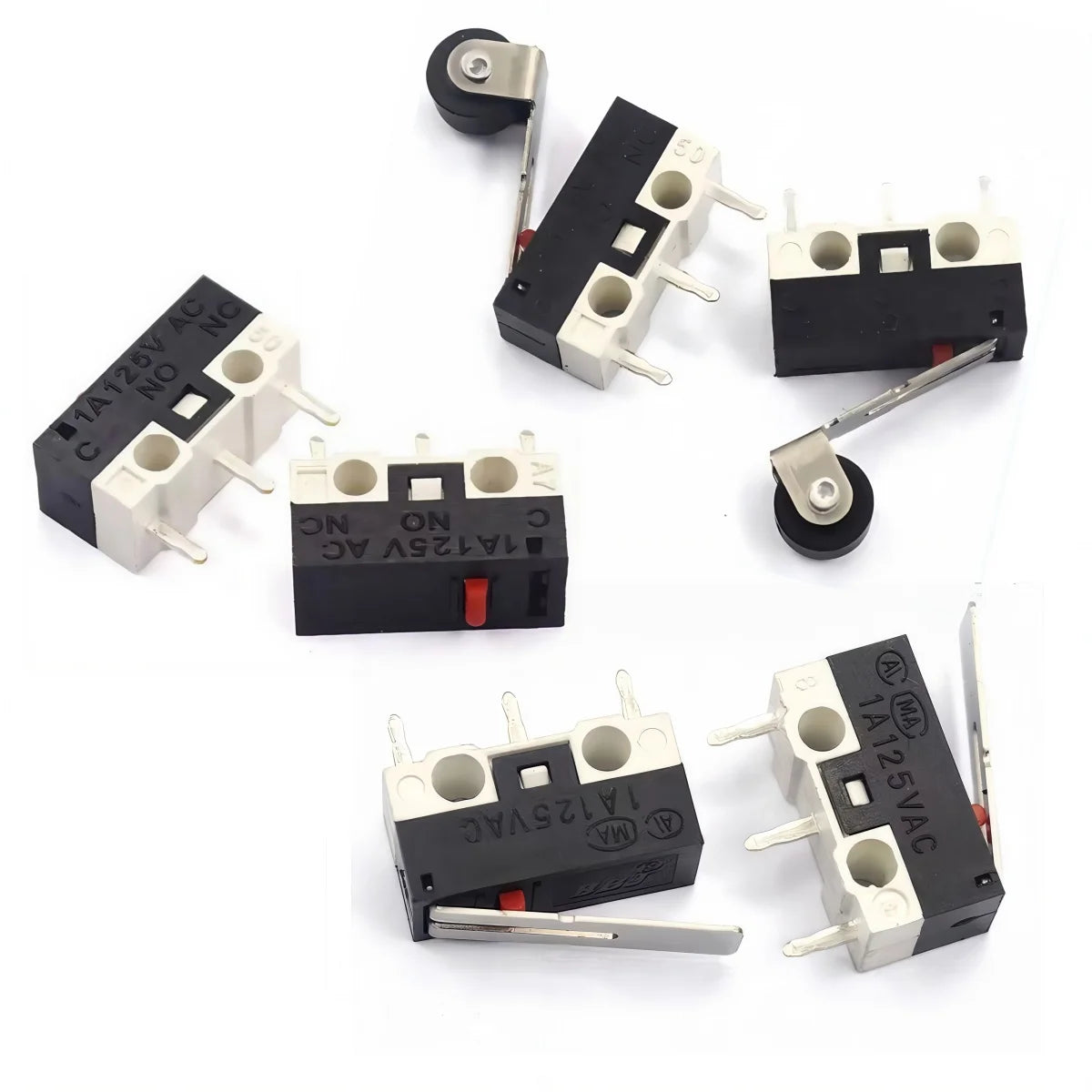 10Pcs Micro Limit Switch Mouse Button Tact Switch Without Handle / With Handle / With Handle Roller Micro Switch 1A 125V AC 3Pin