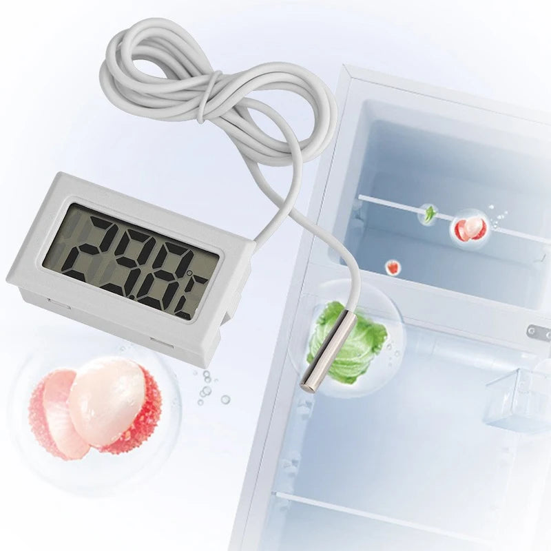 Mini LCD Digital Thermometer with Waterproof Probe Indoor Outdoor Convenient Temperature Sensor for Refrigerator Fridge Aquarium