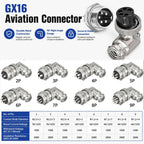 5/10 Sets GX16 2/3/4/5/6/7/8/9 Pin Aviation Connector Male Female 90 Degree Right Angle M16 Circular Cable Plug Socket