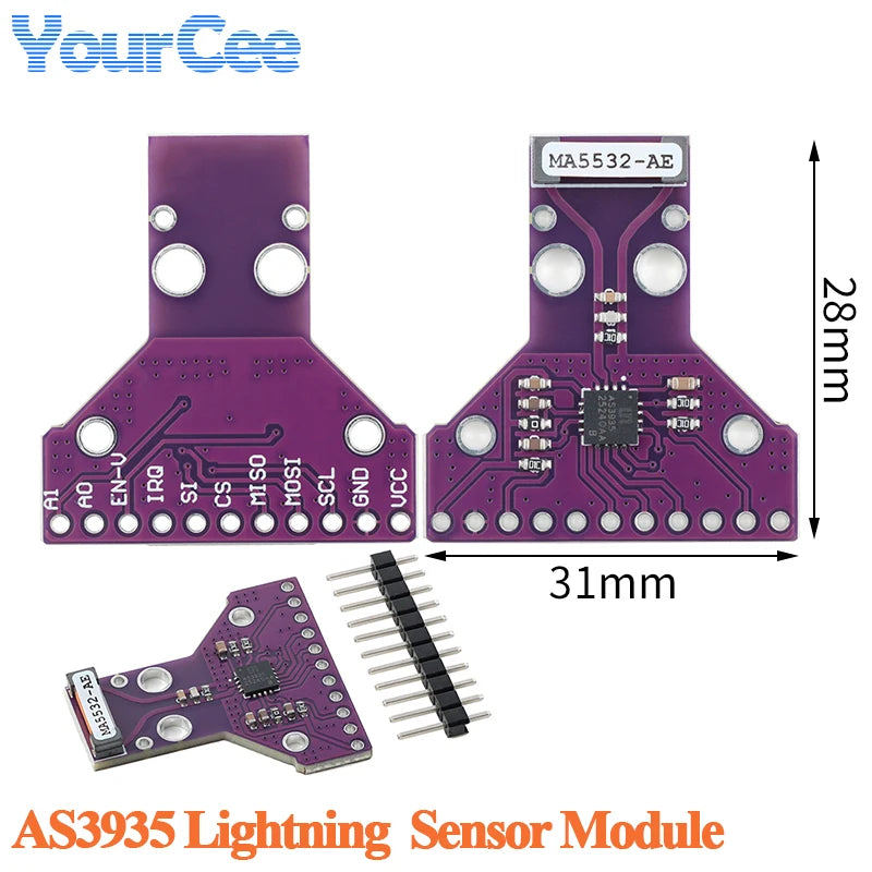 5pcs/1pc AS3935 Lightning Sensor Light-ning Lightning Strike Detection Storm Distance Module 2.4-5.5V 2MHZ SPI I2C IIC Interface