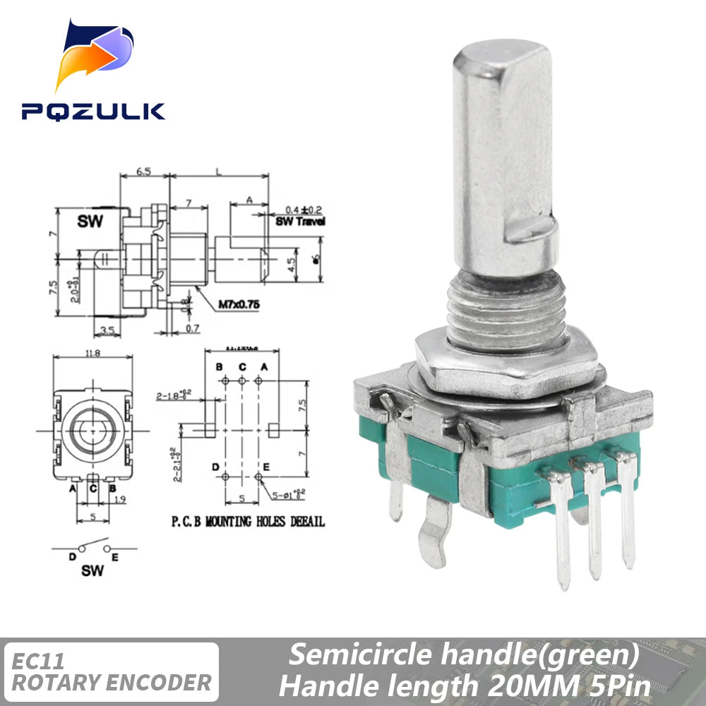 5PCS  20 Position Incremental 360 Rotary Encoder Knob Button Switch EC11 Arduino Digital Potentiometer 15/20mm Plum Half Shaft