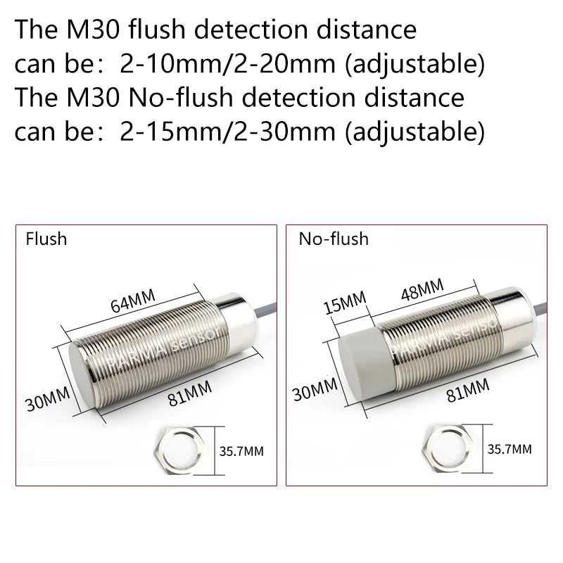 30mm Diameter Copper Tube Capacitive Proximity Switch M30, a Sensor for Detecting Water, Wood, Glass, Oil and Feed