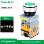 Flat Button Switch Waterproof 30mm Self Reset Locking Momentary Latching Red Green Yellow White Blue Switch Light 6V12V24V220V
