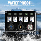 Metal 4-6 Gang Marine Rocker Switch Panel Waterproof 12 Volt, Boat Toggle Switch Panel 12V  LED Lighted for Boat Car RV