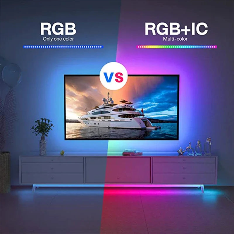 WS2812B 5050 RGBIC Smart LED Strip DC5V Flexible Tuya WIFI RGB Neon LED Light Chasing Effect Lights APP Control for Alexa Google