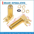 RP-SMA RPSMA Female Washer Nut Waterproof Right Angle 90 Degree Solder Square edge PCB mount 14.5 23mm RF Connector Adapters