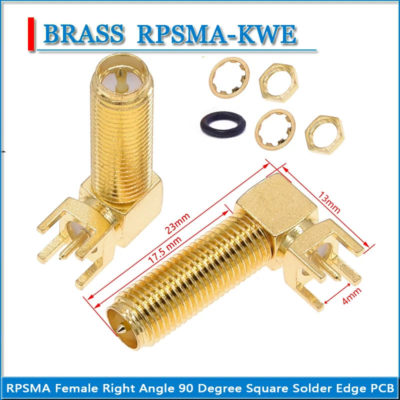 RP-SMA RPSMA Female Washer Nut Waterproof Right Angle 90 Degree Solder Square edge PCB mount 14.5 23mm RF Connector Adapters