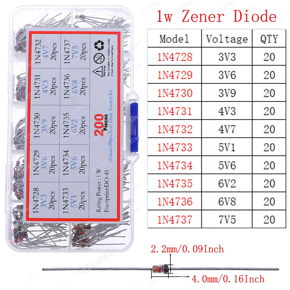 DIP SMD Zener Diode Fast Switching Schottky TVS Diode Assorted Kit 1N4007 1N5408 FR207 1N5819 1N5822 1N4148 10A10 M7 SS14 2V-47V