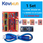 1SET 3DV4 CNC Shield V4 + Nano 3.0 + 3pcs DRV8825 or A4988 Reprap Stepper Drivers Set For Arduino