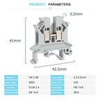UK2.5B Six Color UK 2.5 mm² Universal Screw Din Rail Terminal Block Feed-through Strip Plug Wire Electrical Connector UK 2.5B