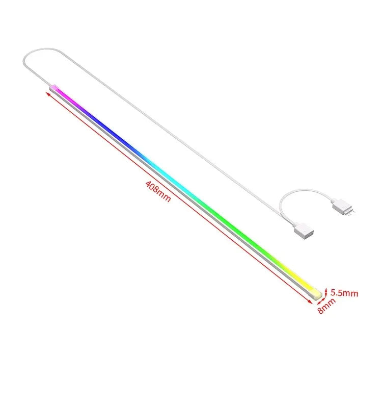 Soft Neon Addressable Rainbow PC WS2812b LED Strip Light for 5V 3pin ARGB Header PC Case Asus Aura Sync RGBIC Fusion MSI Mystic