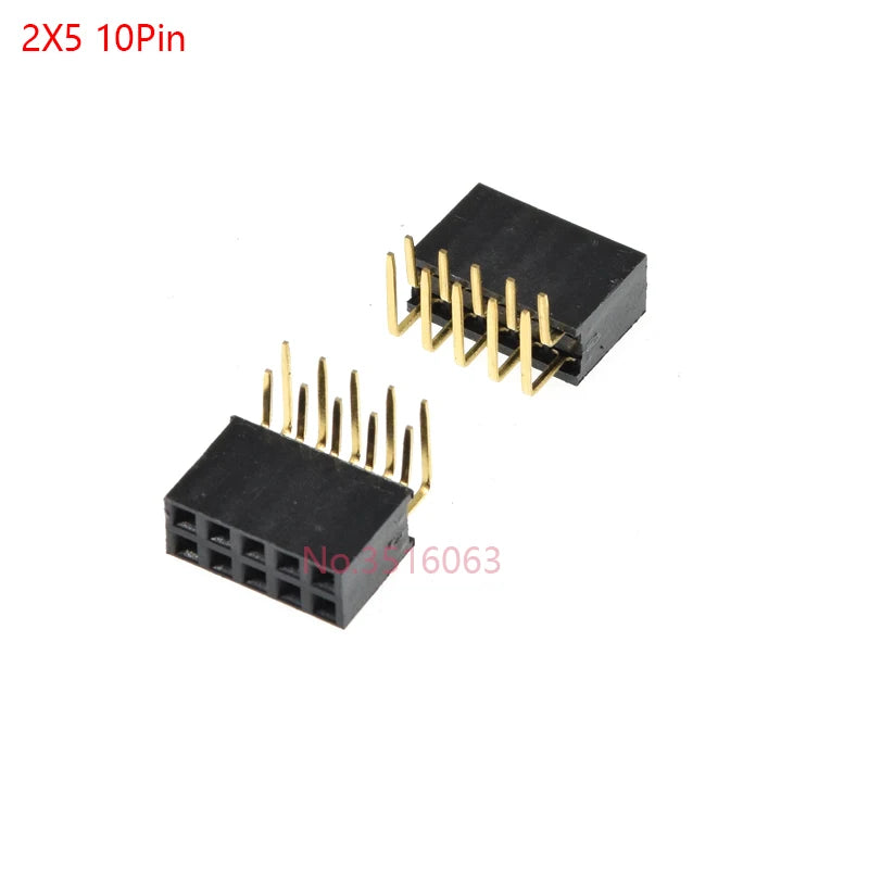 10Pcs 2*2/3/4/5/6/8/20/40 Pin Double Row Right Angle Female Pin Header 2.54mm Pitch Strip Connector Socket 2x3p/4p/6p/8p/20p/40p