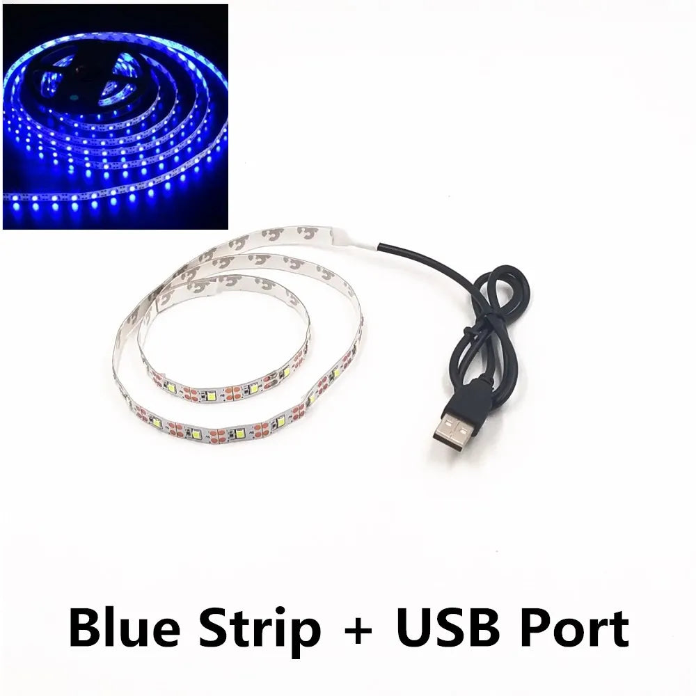 5M USB LED Strip Light 5V 3528 1 Meter 5 Meter Yellow Cool White Pink Green Blue Red SMD Ribbon Ceiling Cabinet Light Waterproof