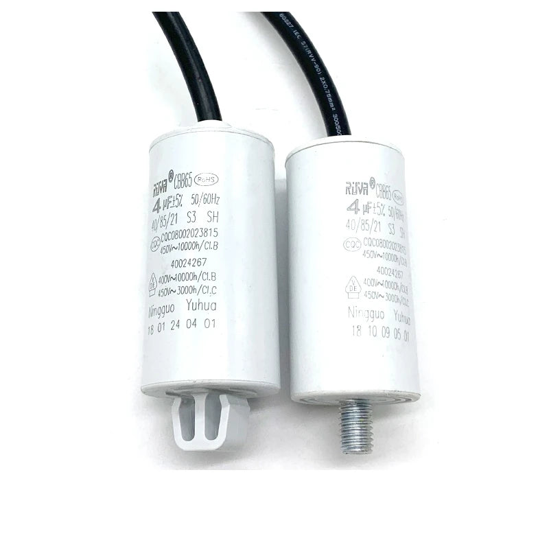 2 Pieces Refrigerator Freezer Capacitor with Wire Motor Starting Capacitor CBB65A-2 2.5uF 3UF 4UF 450V