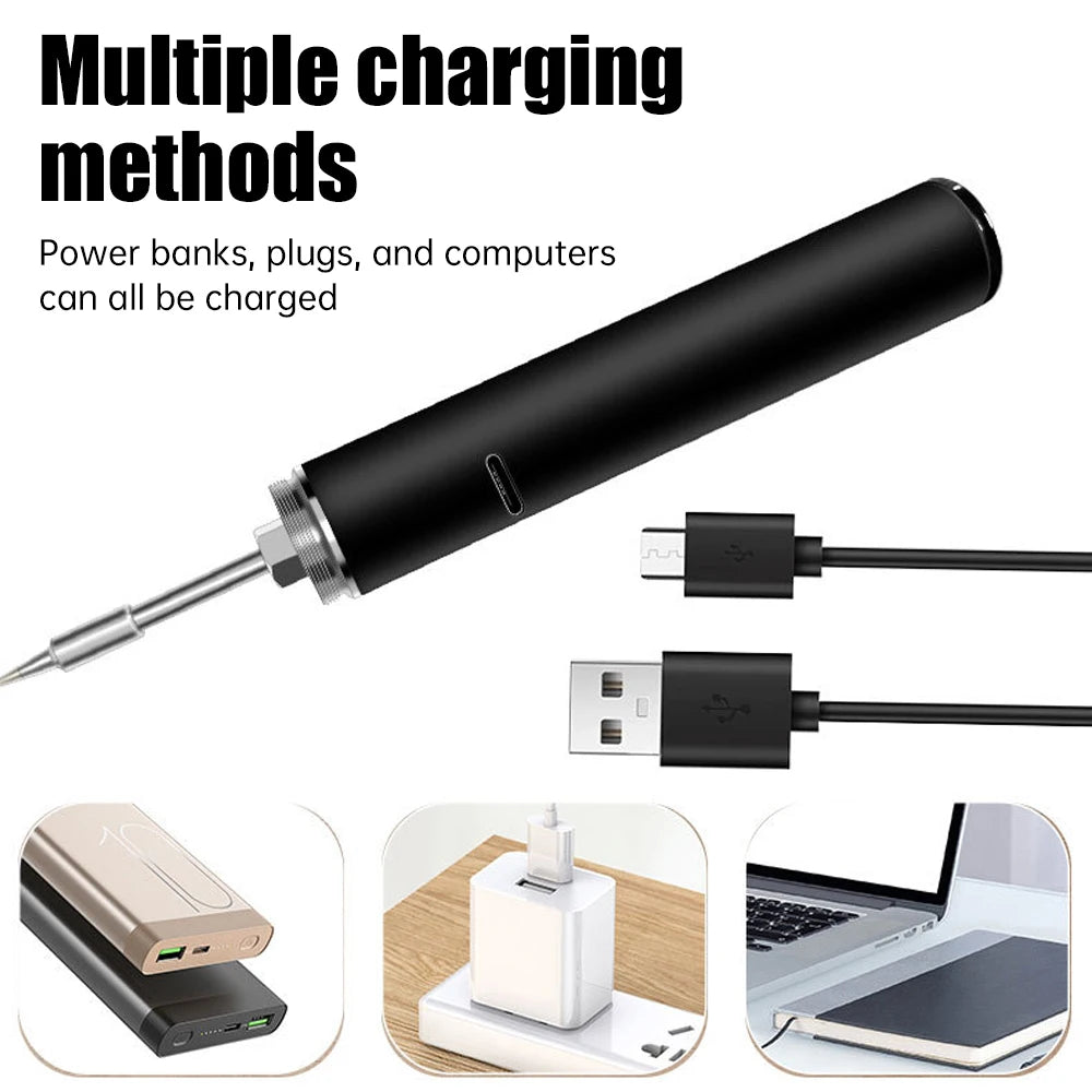 Wireless 5V Soldering Iron Set 18350 Lithium Battery USB Charging DIY Repair Tool Manual Radio Adjustable Temperature