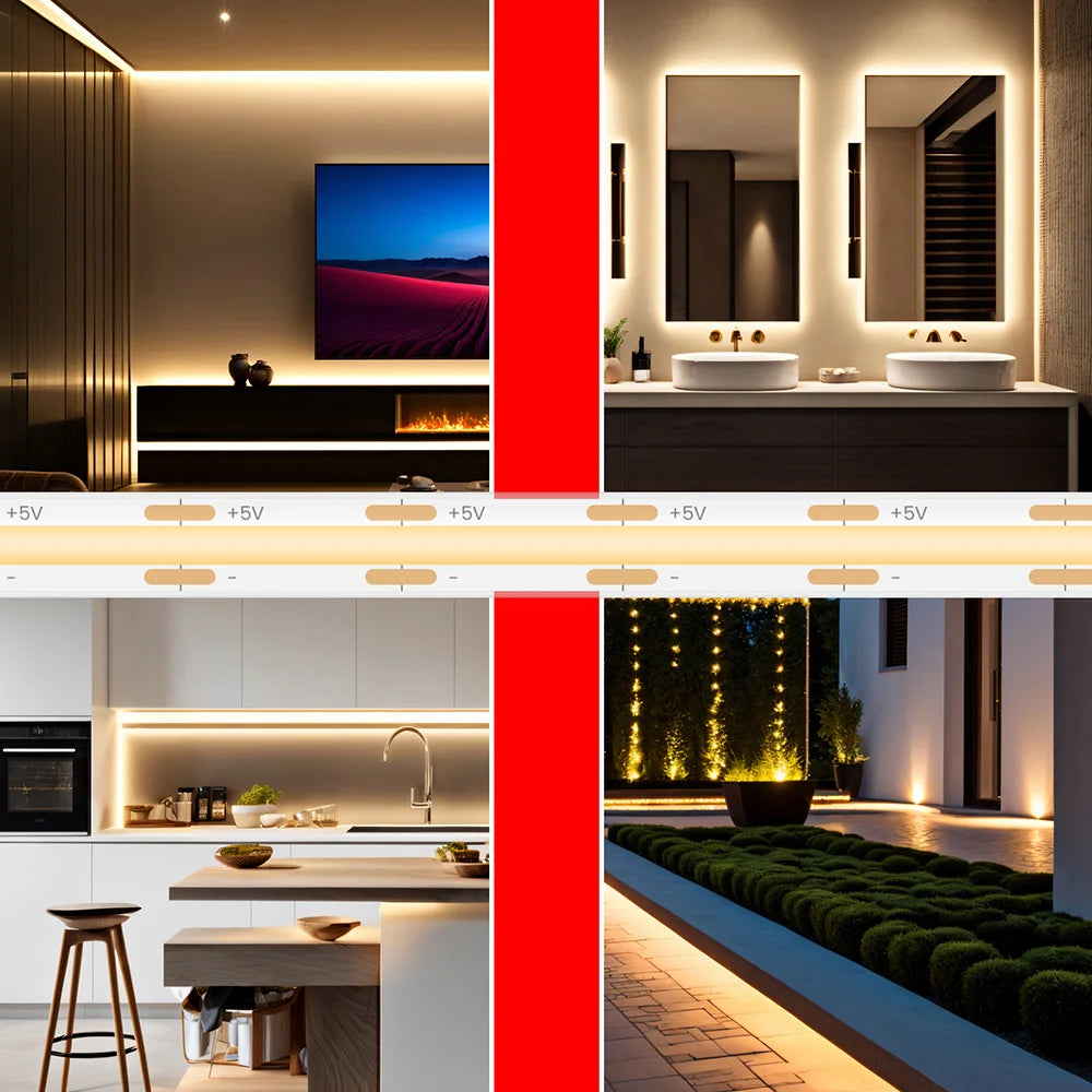 Waterproof Motion Sensor COB Light Battery USB Powered Led Strip IP68 5V Auto ON/OFF Cabinet Kitchen Staircase Liner Lighting