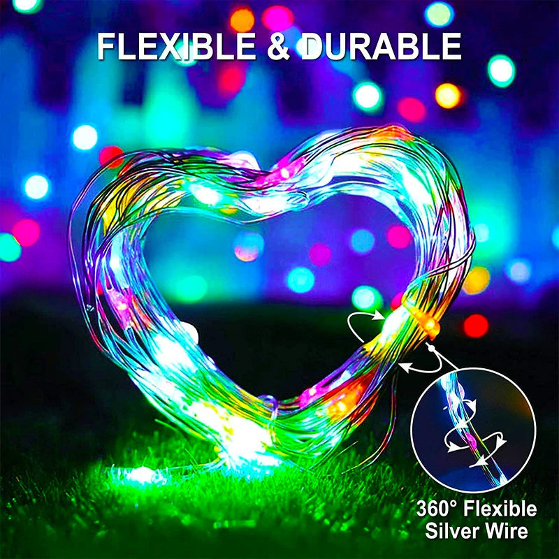 1pcs Solar String Lights Outdoor Waterproof LED Outdoor 8 Modes Christmas Fairy Light for Patio Yard Tree Garden Balcony Decor
